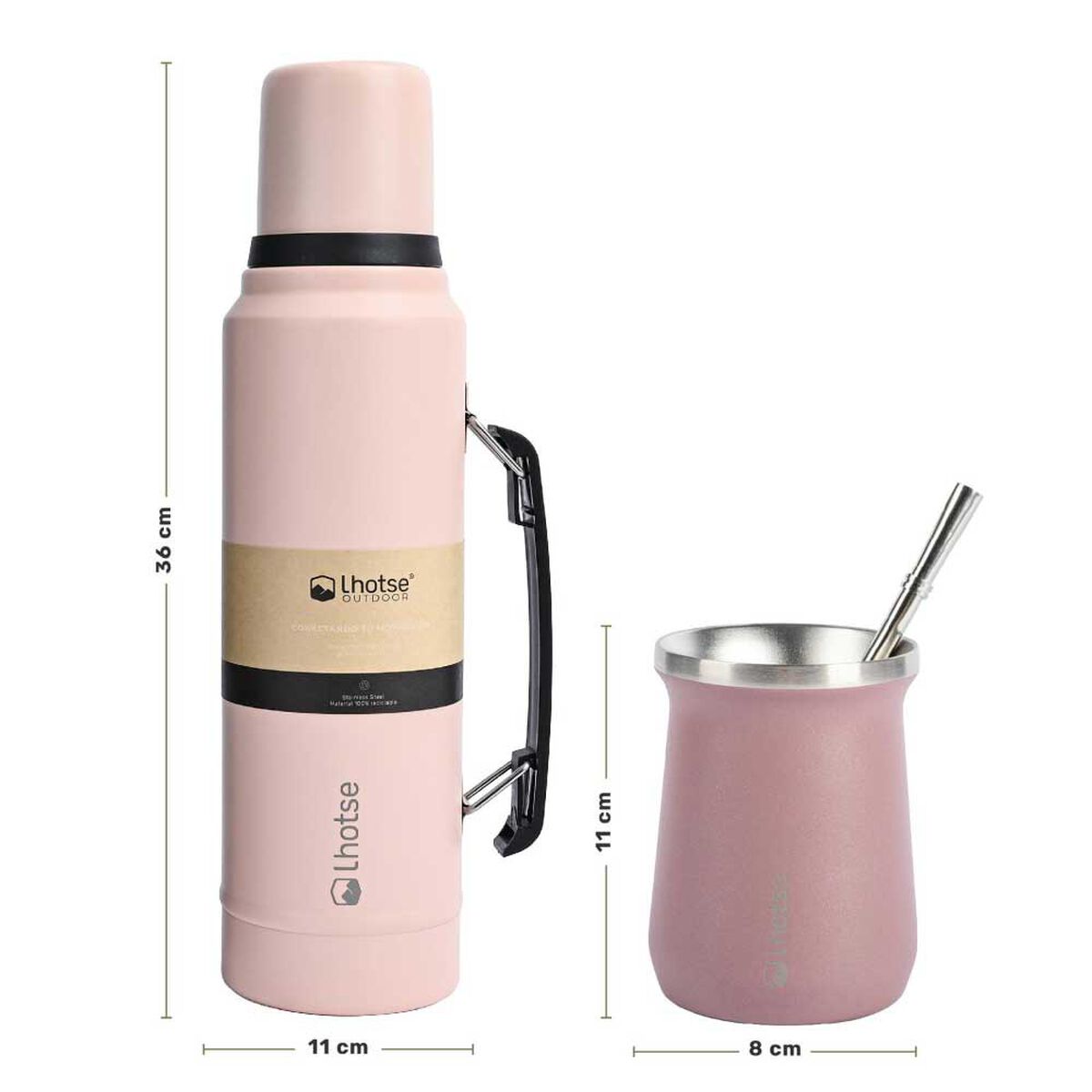 Termo para Líquido Lhotse Classic 1,3 Litros + Mate Rosa