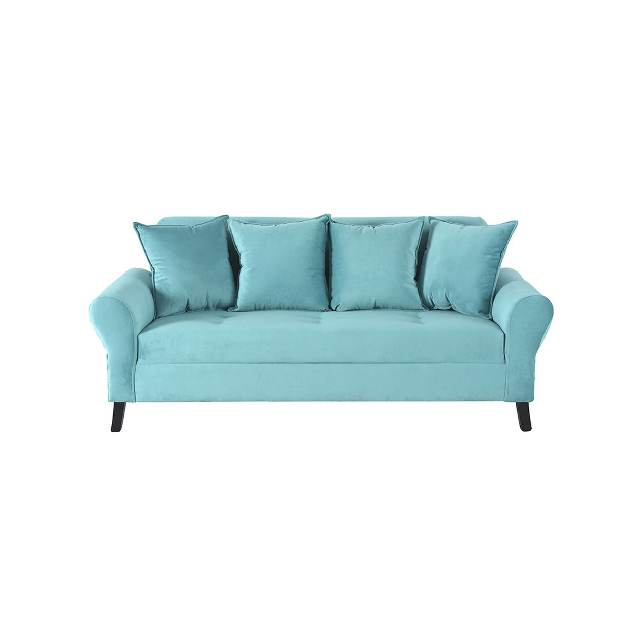 Juego de Living Bodevir Lua 3 Cuerpos + 2 Poltronas Felpa Turquesa