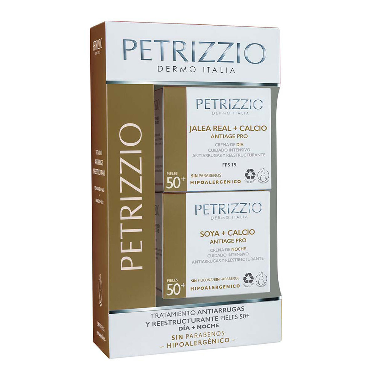 Set Cremas Antiarrugas Día + Noche Jalea Real Calcio + Soya Petrizzio