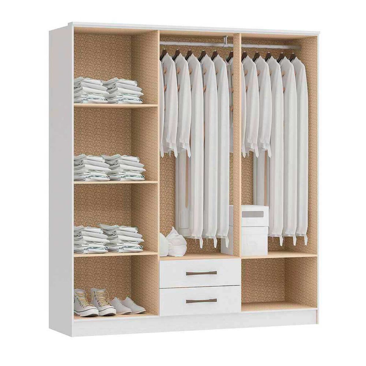 Cl&oacute;set Vekkahome Pequim 6 Puertas 2 Cajones Blanco