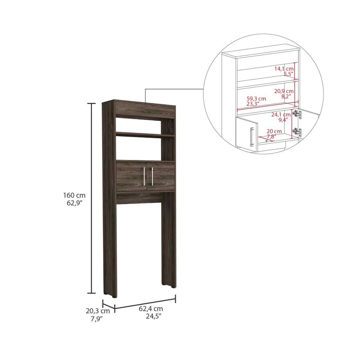 Optimizador de Baño TuHome Madrid 2 Puertas Coñac