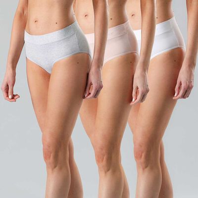 Imagen 1 del producto Pack 3 Bikini de Algodón Mujer Flores Blanco, Negro