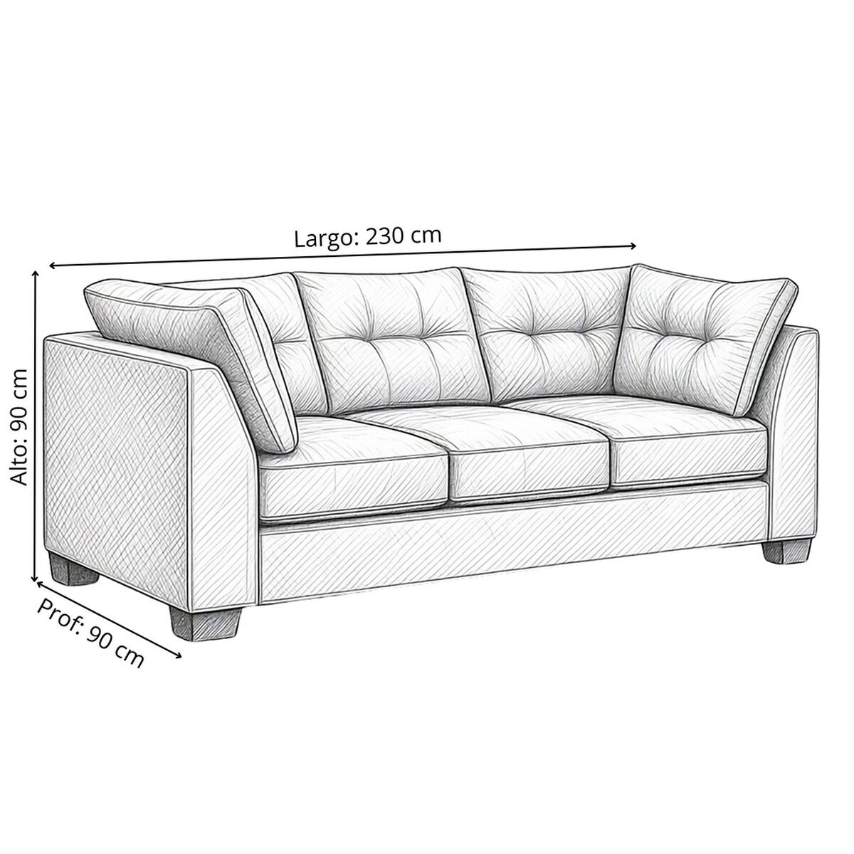 Sof&aacute; Muebles MPR Edimburgo 3 Cuerpos Gris Medio