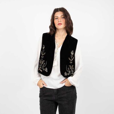 Chaqueta Terciopelo Plush Sin Mangas Mujer Alma