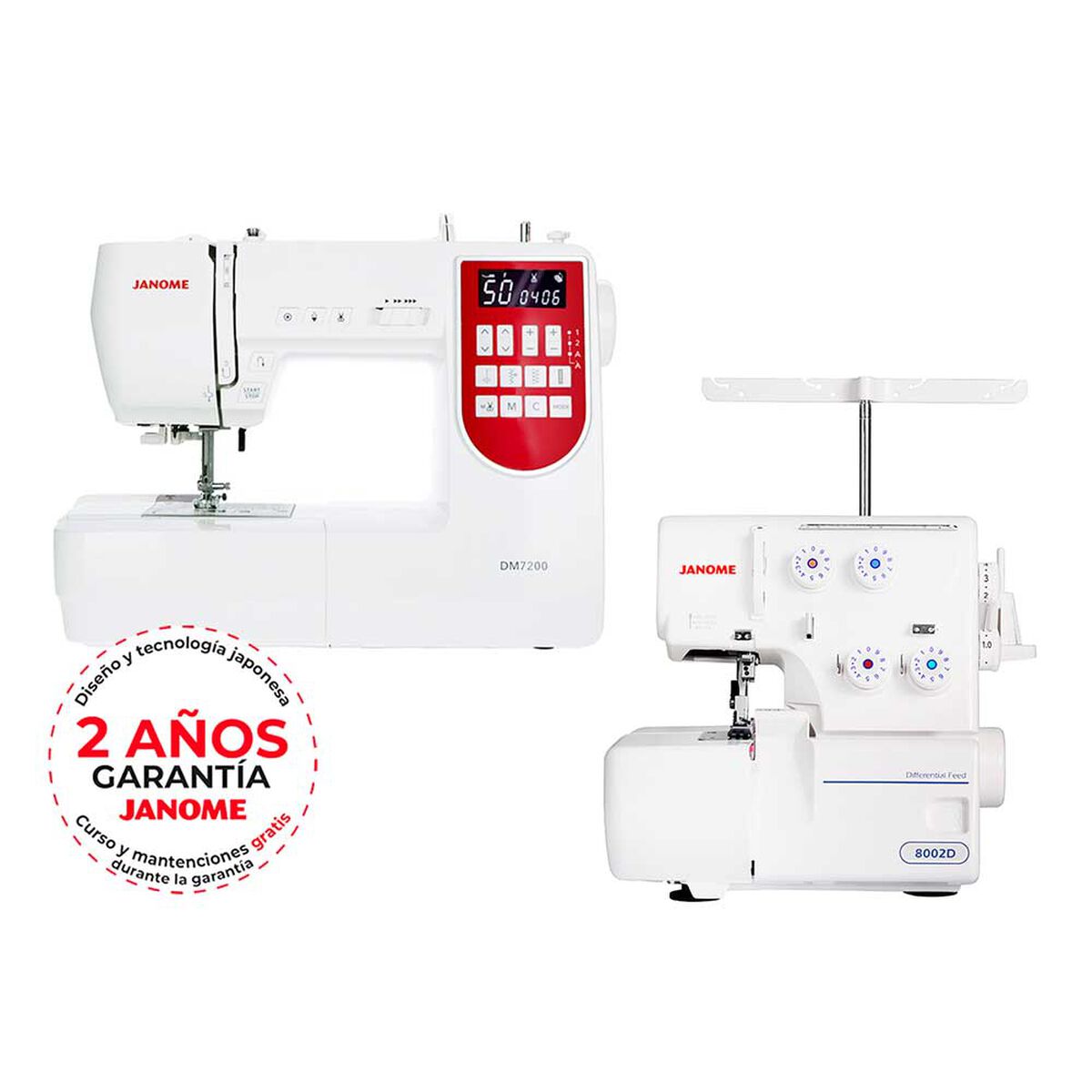 Combo Máquina de Coser Janome DM7200 + Overlock 8002D