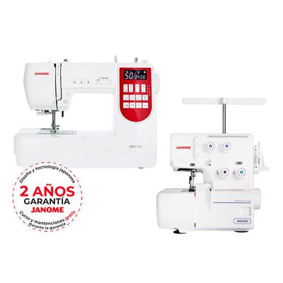 Combo Máquina de Coser Janome DM7200 + Overlock 8002D