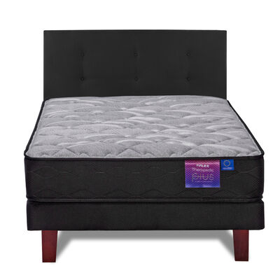 Imagen 2 del producto Cama Europea Flex 1,5 Plazas Therapedic Plus + Respaldo Royal Negro
