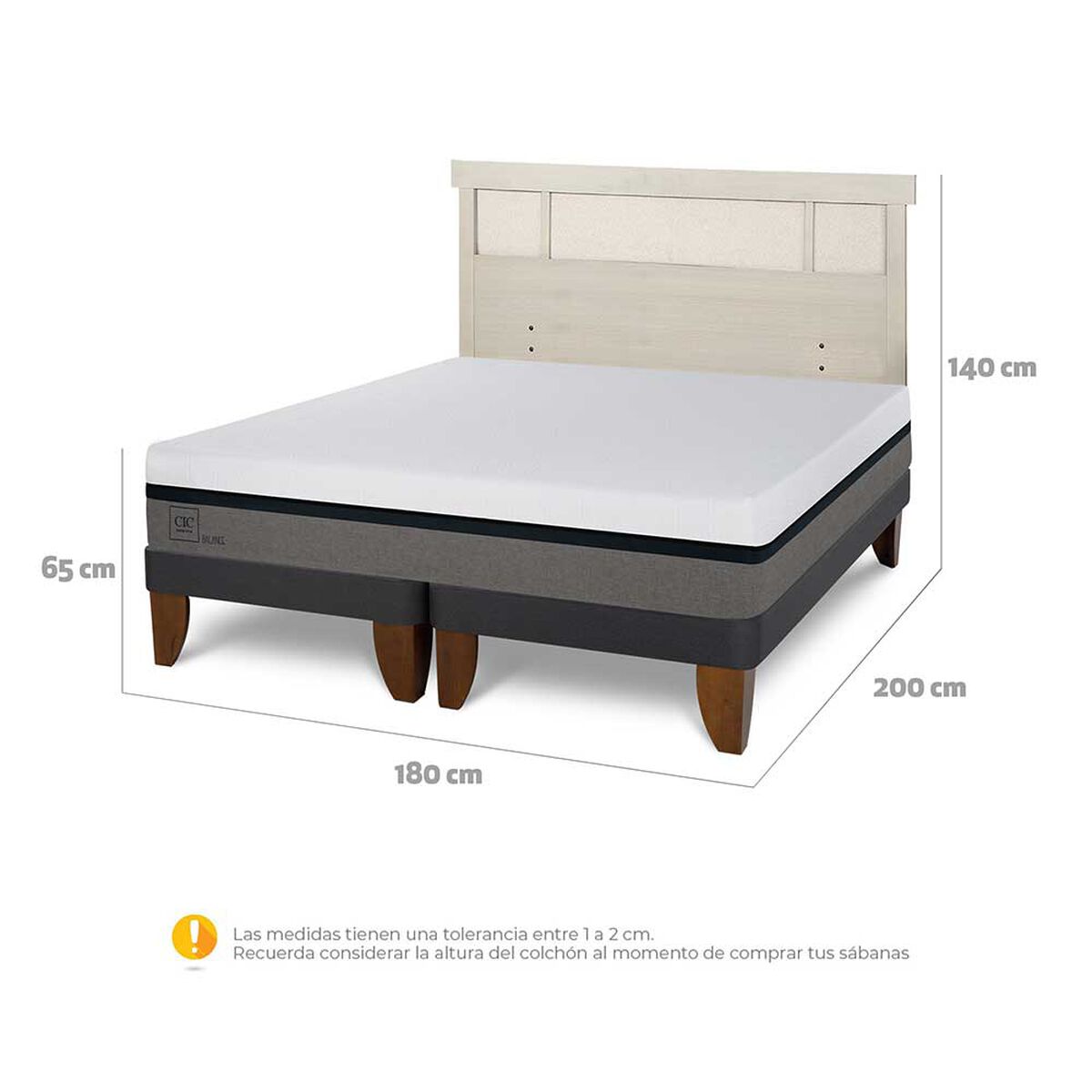 Cama Europea CIC Base Dividida King Balance + Respaldo Dublin Alpino