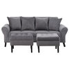 Sof&aacute; Felpa Bodevir Lua 3 Cuerpos + 2 Pouf Wood Gris