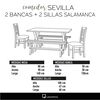 Juego de Comedor Latam Home Sevilla Salamanca 2 Sillas + 2 Bancas Velvet Chocolate