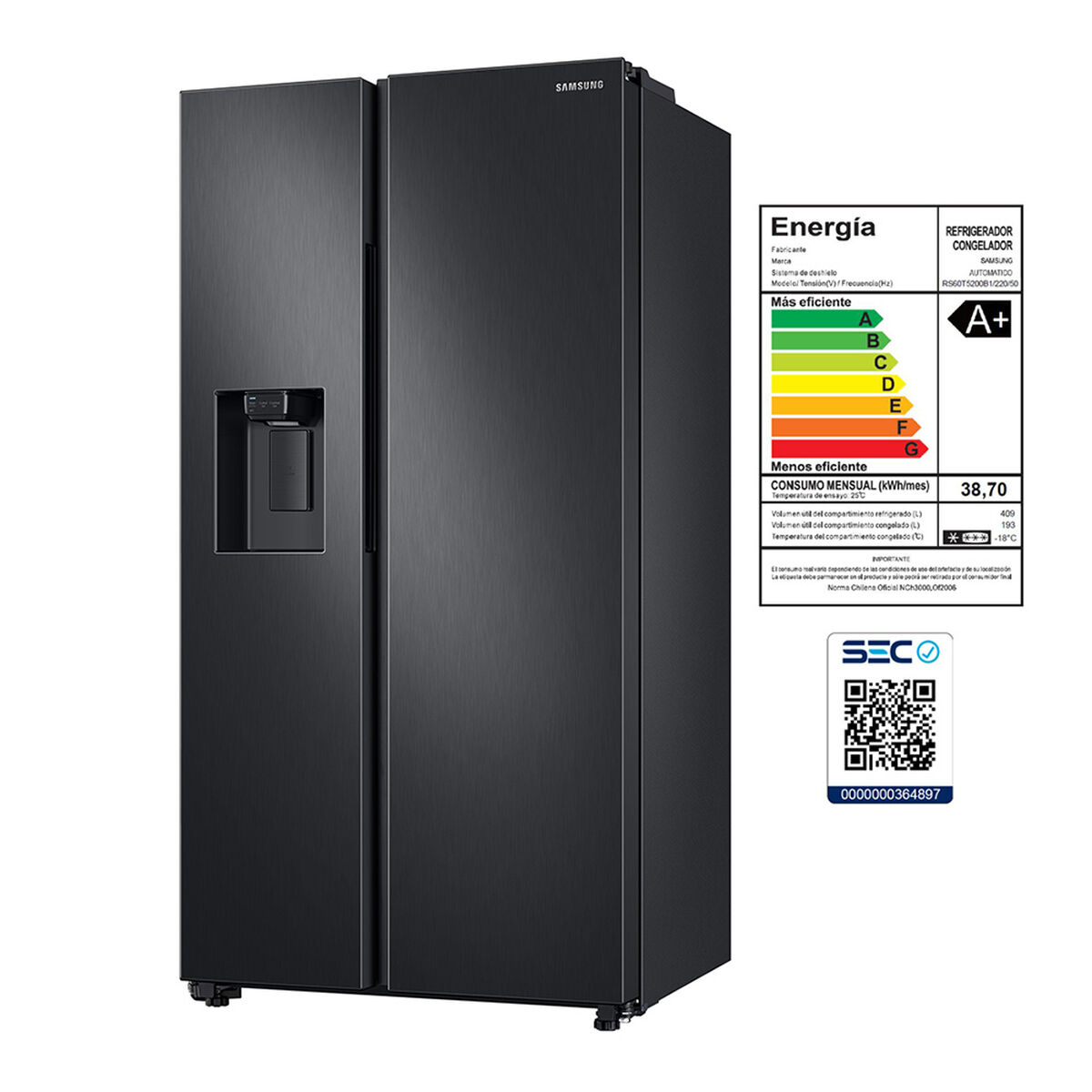 Refrigerador Side By Side Samsung RS60T5200B1/ZS 602 lts.