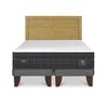 Cama Europea CIC Base Dividida 2 Plazas Lux + Respaldo Milan Mostaza
