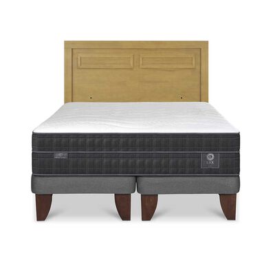 Cama Europea CIC Base Dividida 2 Plazas Lux + Respaldo Milan Mostaza