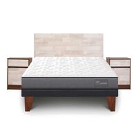 Cama Europea CIC 2 Plazas Anatomic + Respaldo + 2 Veladores Legno