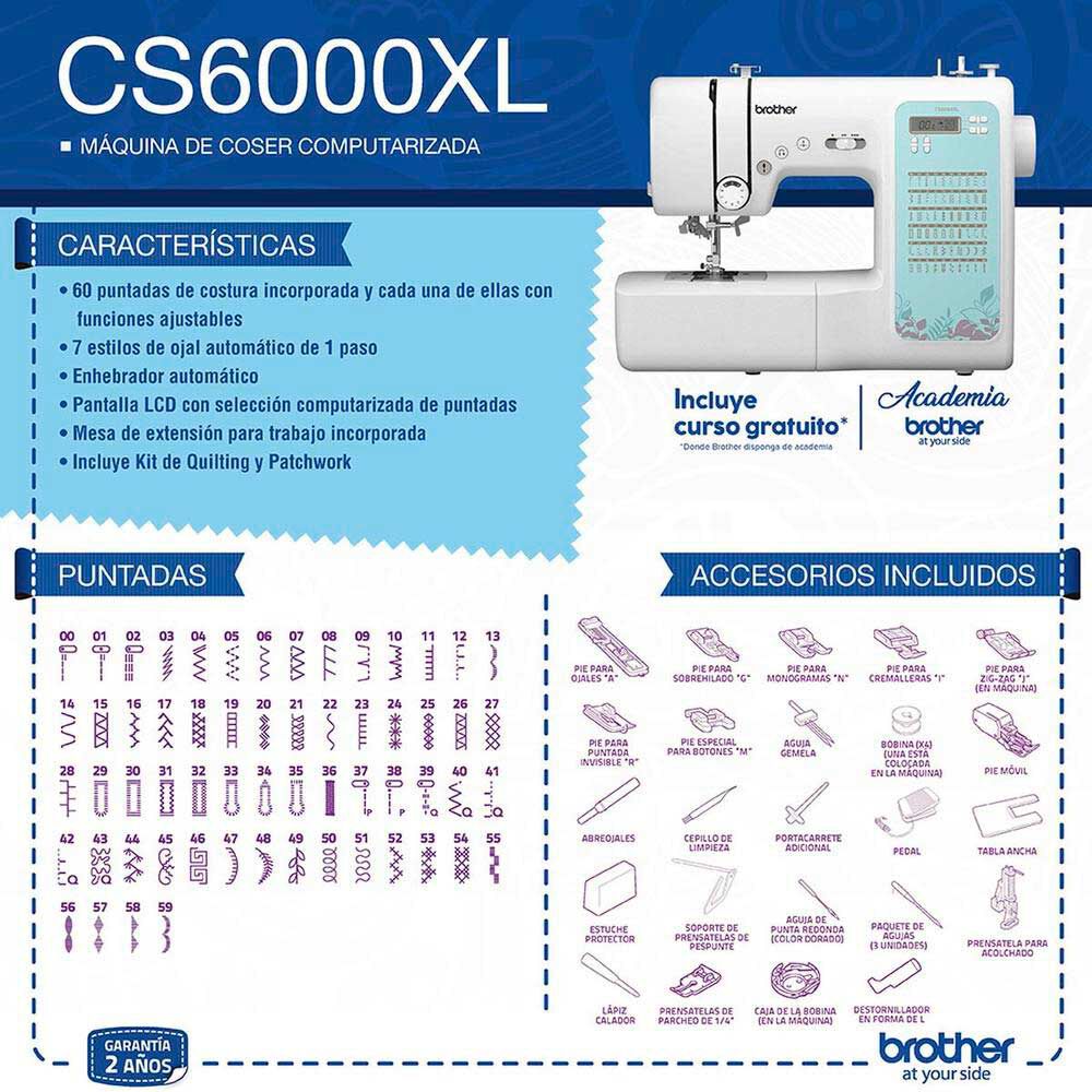 Máquina de Coser Computarizada Brother CS6000XLCL, foto 6
