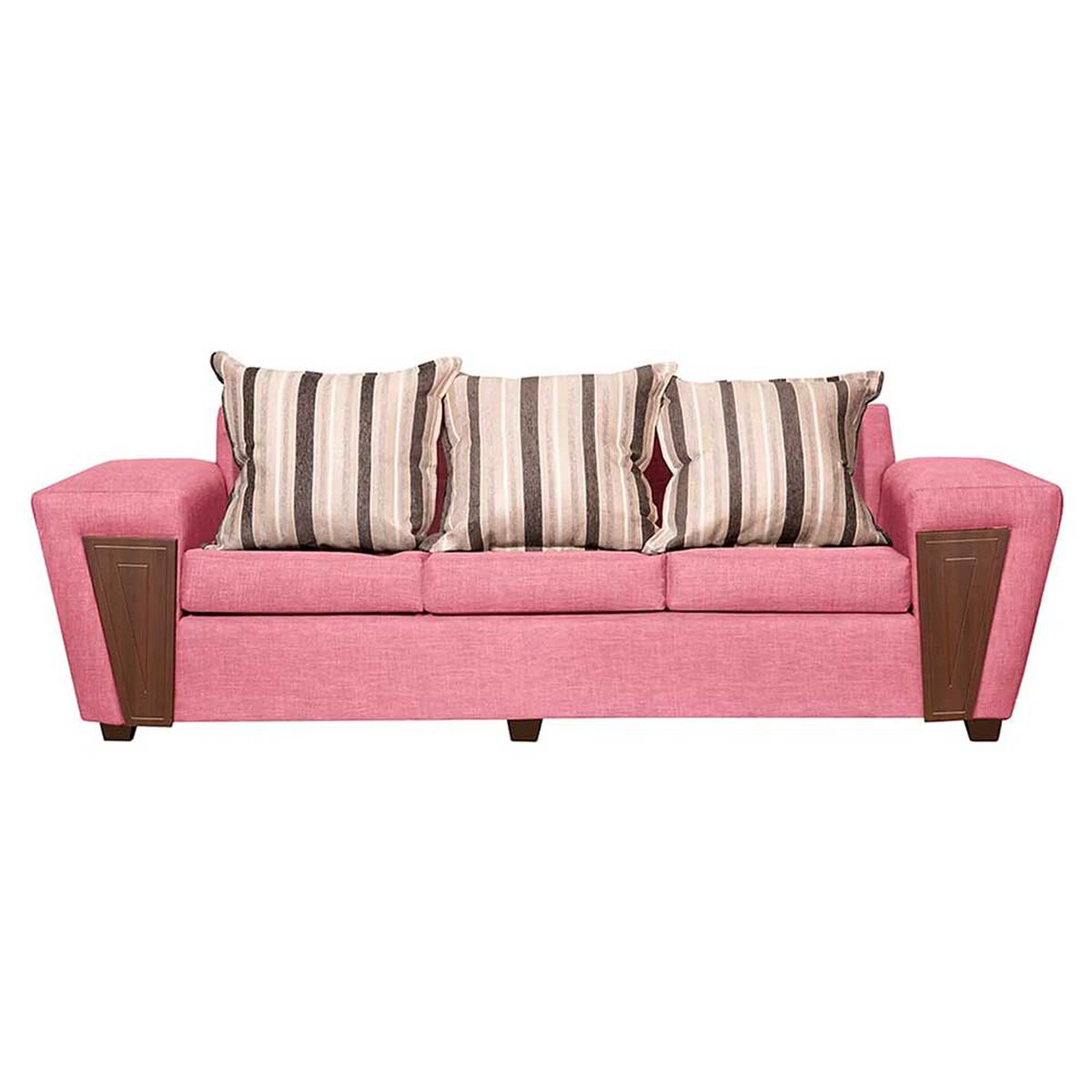 Juego de Living Ruzam Mobel Creta Sofá 3 Cuerpos + Dos Sillones 1 Cuerpo Lino Palo Rosa
