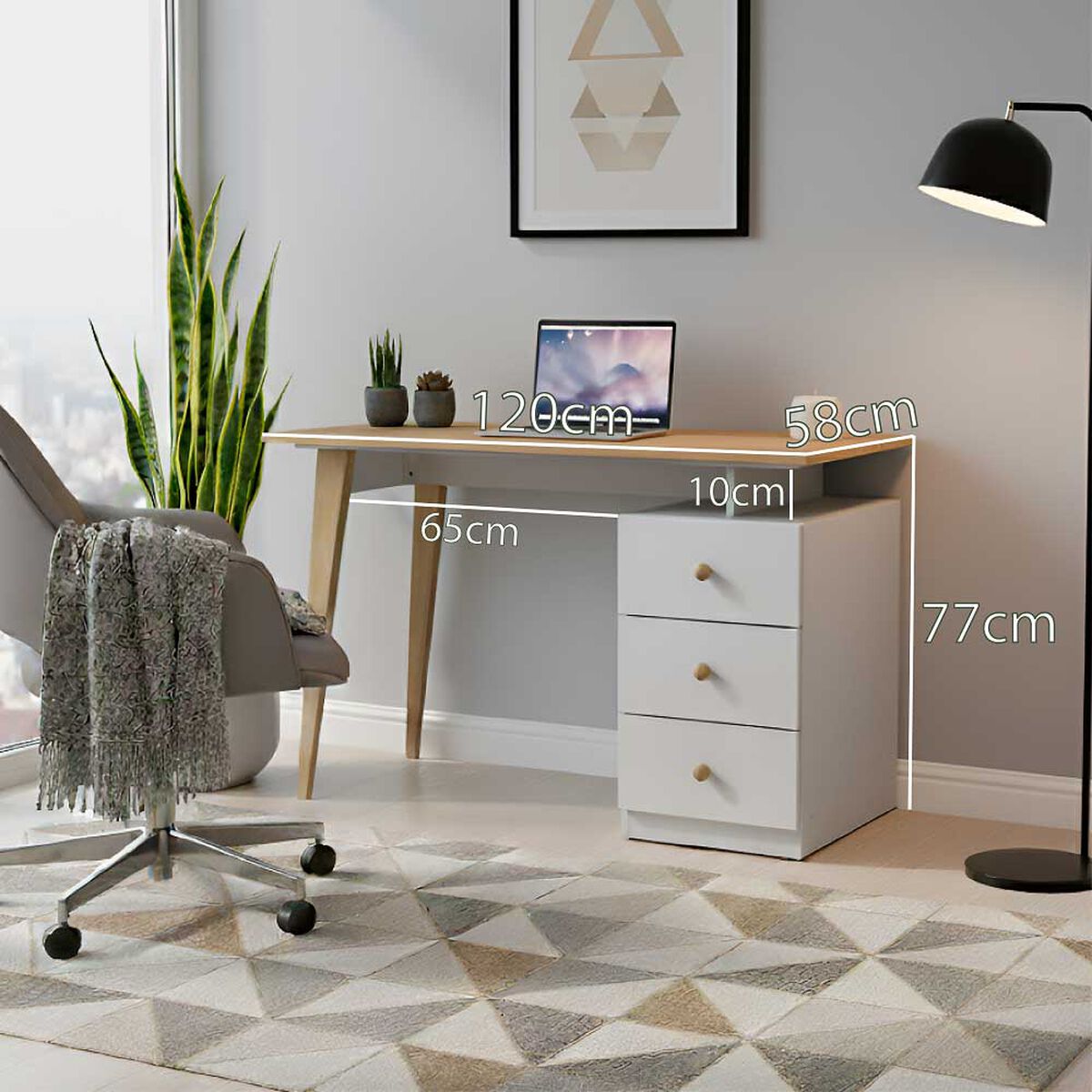 Escritorio Home Mobili Hamar 3 Cajones