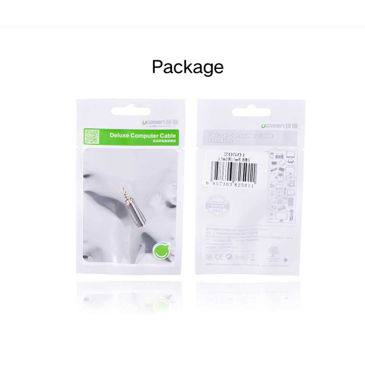 Adaptador Plug 2.5Mm A Jack 3.5Mm M/H Mic Compatible Ugreen 20501