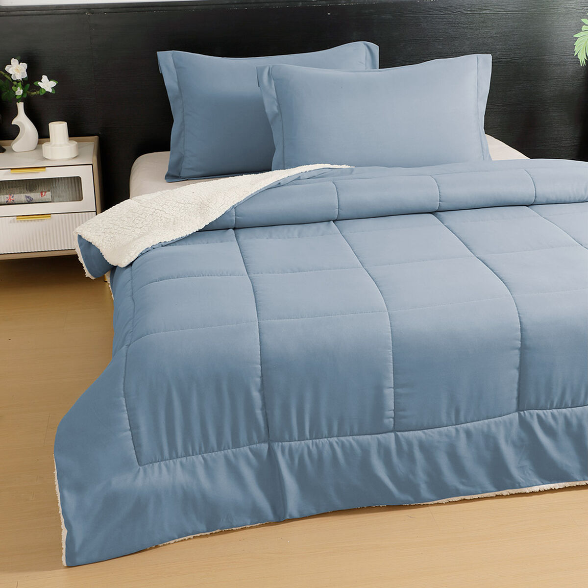 Plum&oacute;n Illusions Sherpa Liso 1,5 Plazas Liso Azul
