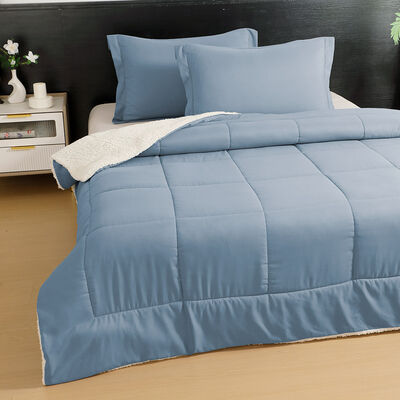Plum&oacute;n Illusions Sherpa Liso 1,5 Plazas Liso Azul