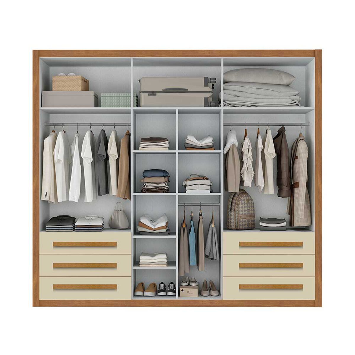 Closet Di Poretti Design Veneto 6 Puertas 6 Cajones Caf&eacute; Blanco