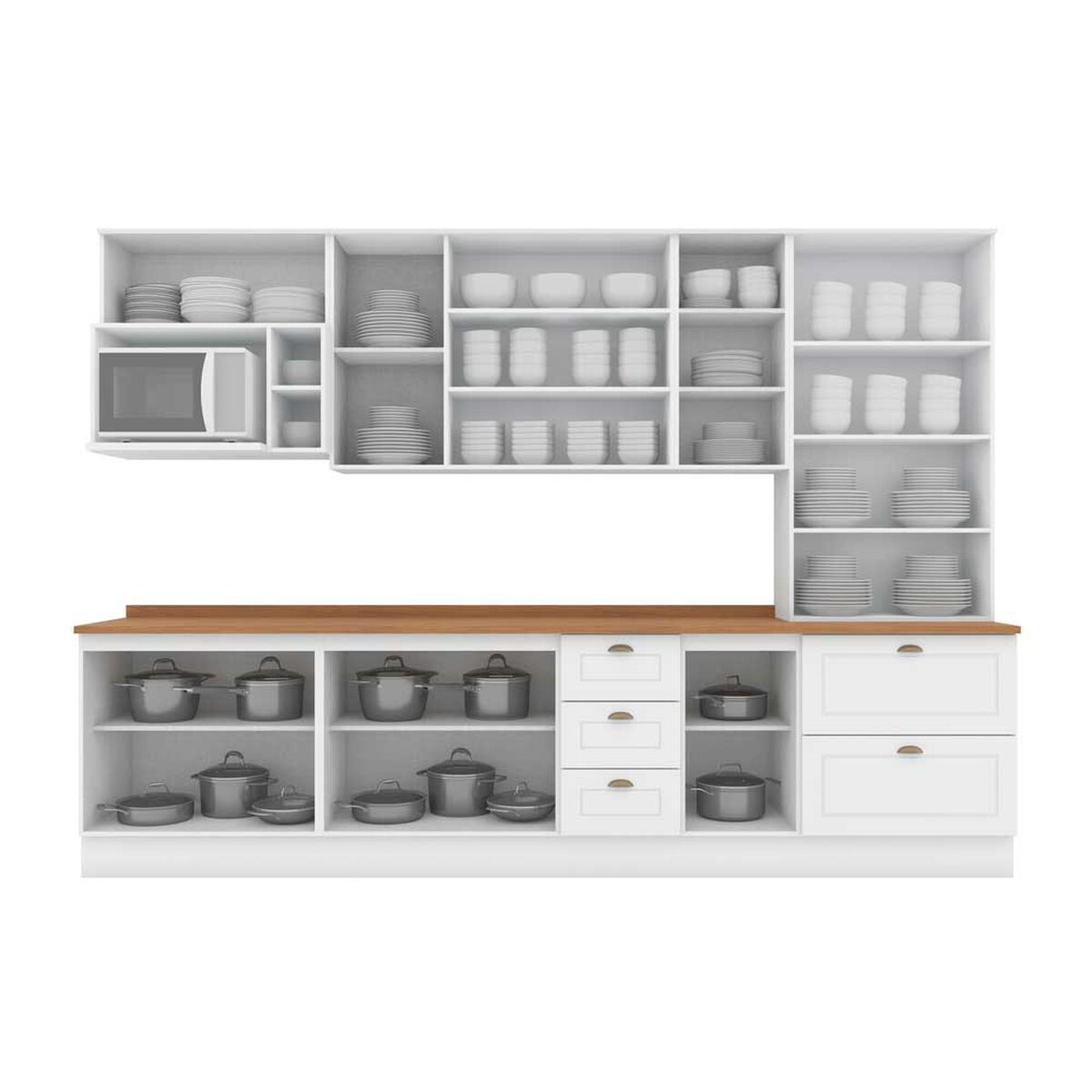 Kit Cocina Home Mobili Americana 12 Puertas 5 Cajones Natural
