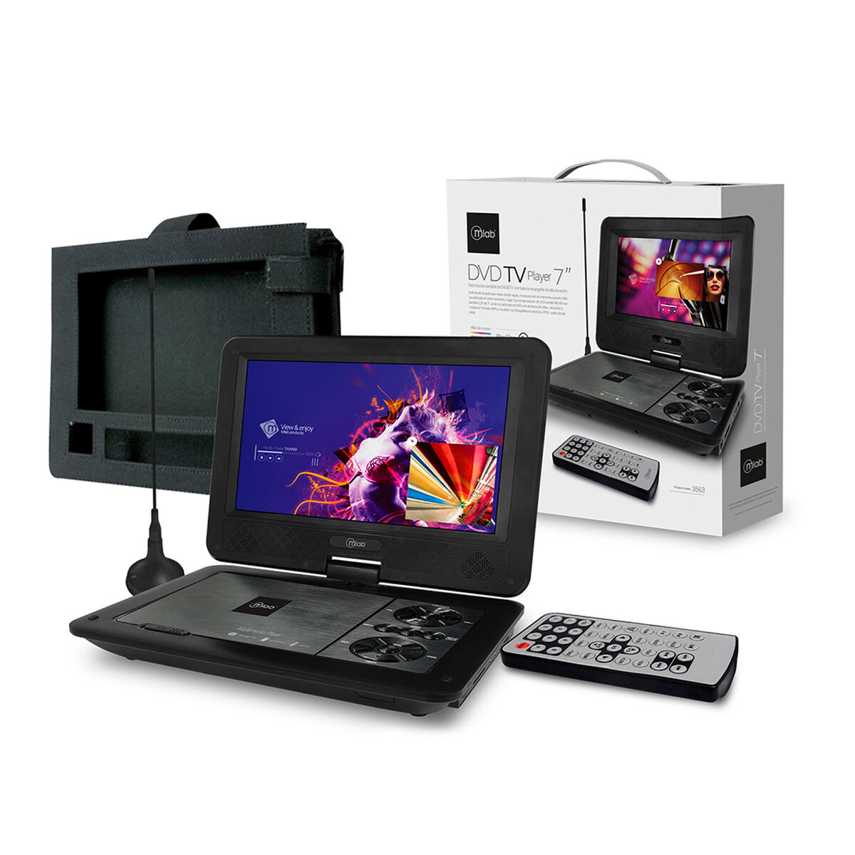 DVD Portátil Mlab Player 3563 7" Negro 