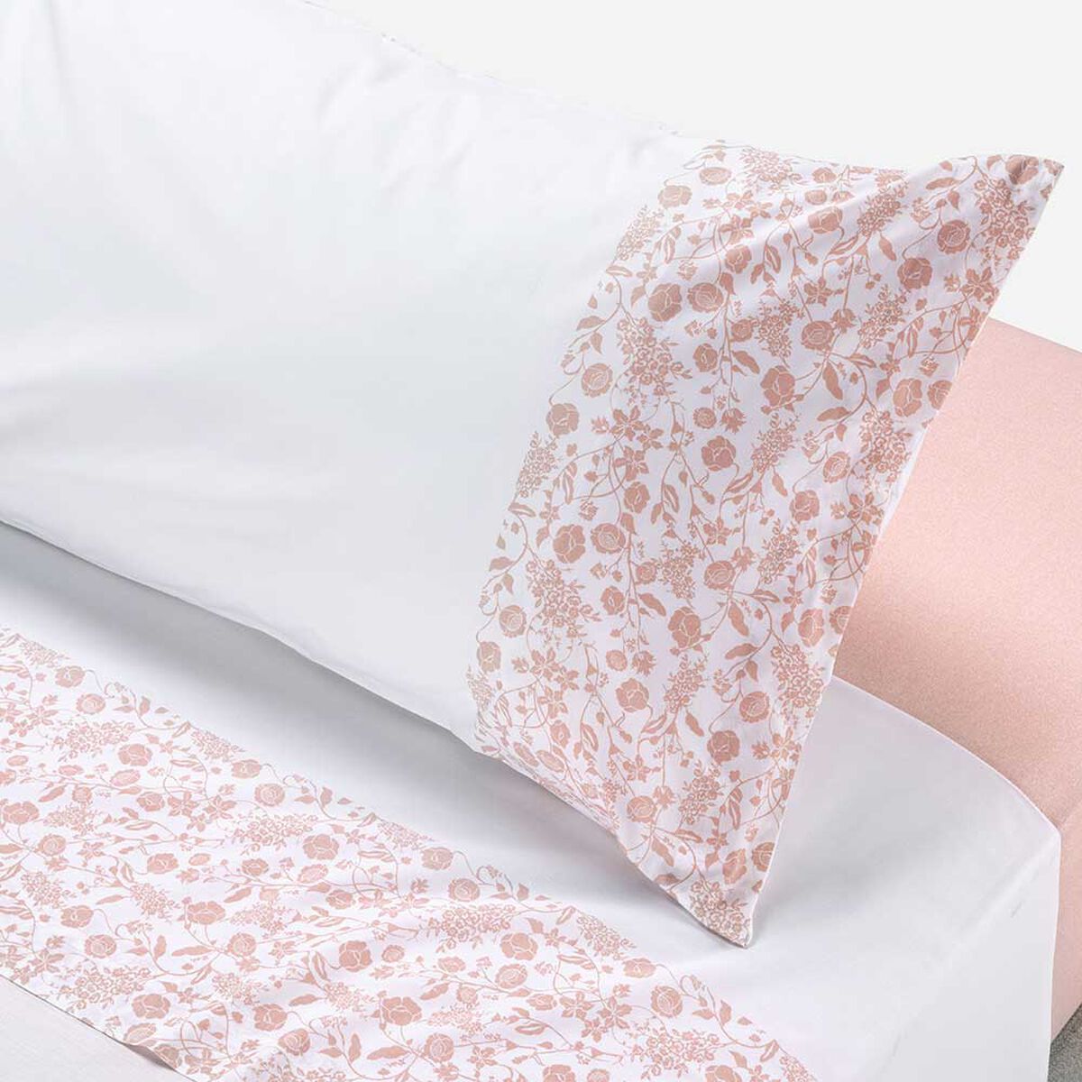 Juego de Sábanas Rosen 180 Hilos 1,5 Plazas Guarda Rosas Rosa
