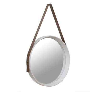 Imagen 2 del producto Espejo Redondo Vgo con Correa Cuero Blanco 52 cm