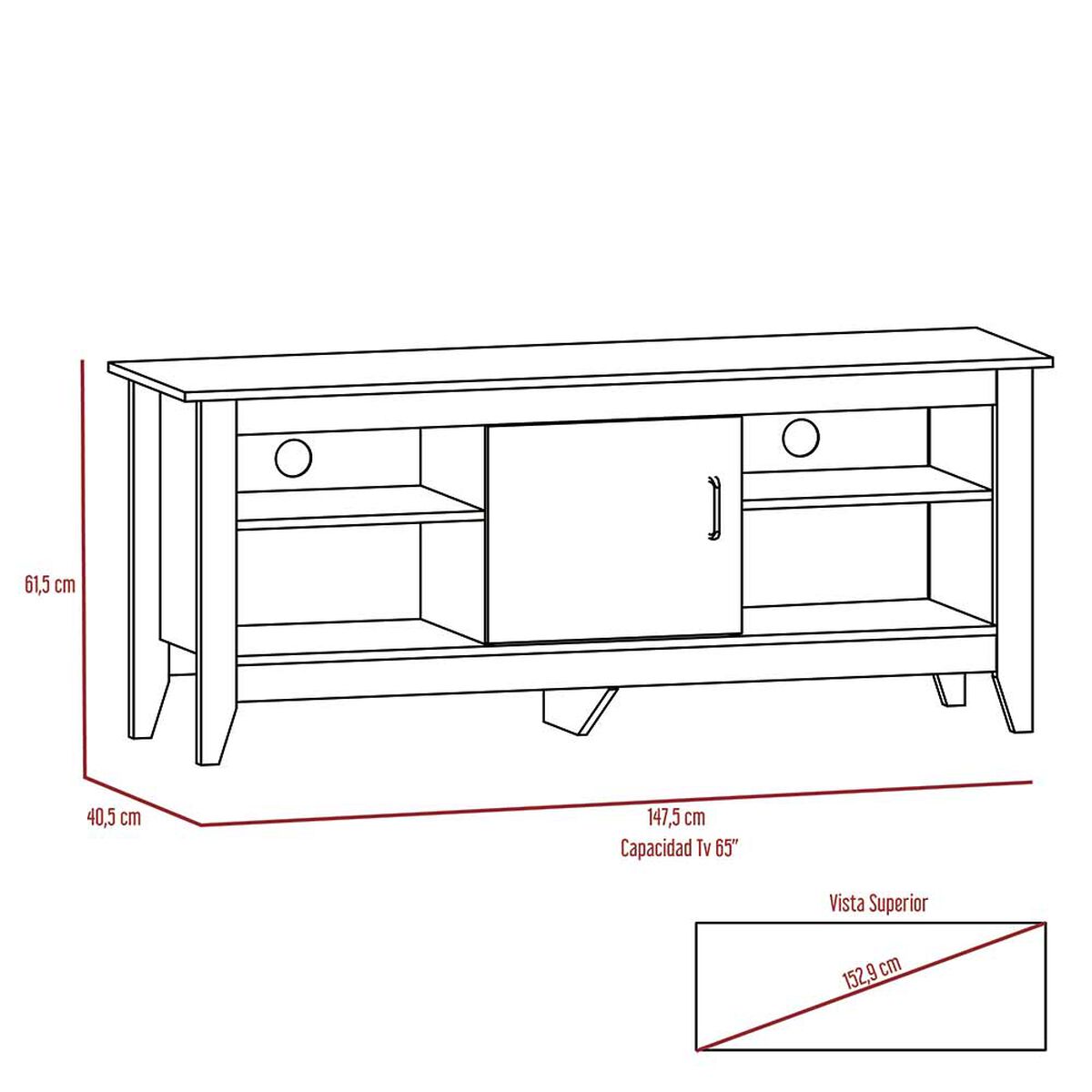 Rack TV Hasta 65" con Puerta TuHome Essential
