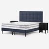 Cama Europea Rosen Base Dividida King Autonomy + Respaldo + 2 Veladores Issey Azul