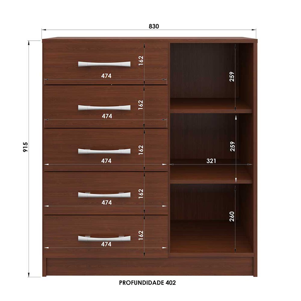 C&oacute;moda Yardas S266 5 Cajones