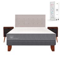Cama Europea CIC 2 Plazas Smart + Respaldo + 2 Veladores Tigris