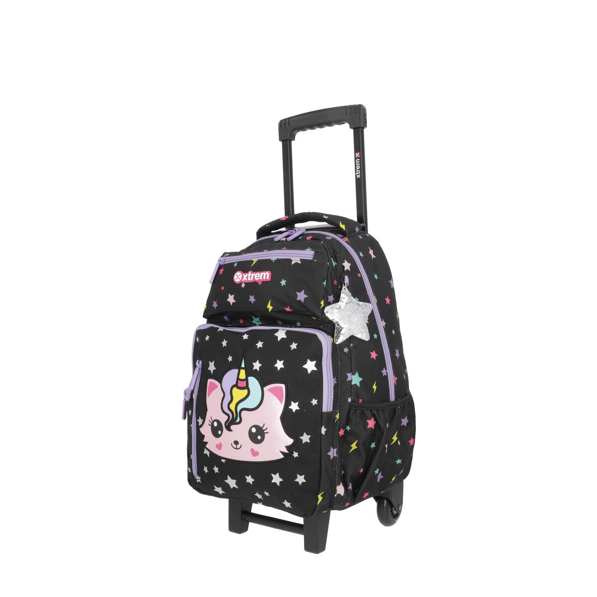 Pack Mochila Con Ruedas Niña New Run Negro M Xtrem