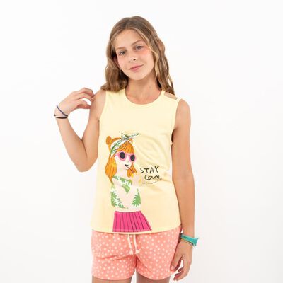 Polera Con Estampado Sin Mangas Niña Mila