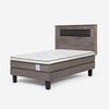 Cama Europea Rosen 1,5 Plazas New style 6 + Respaldo Ferrera Gris