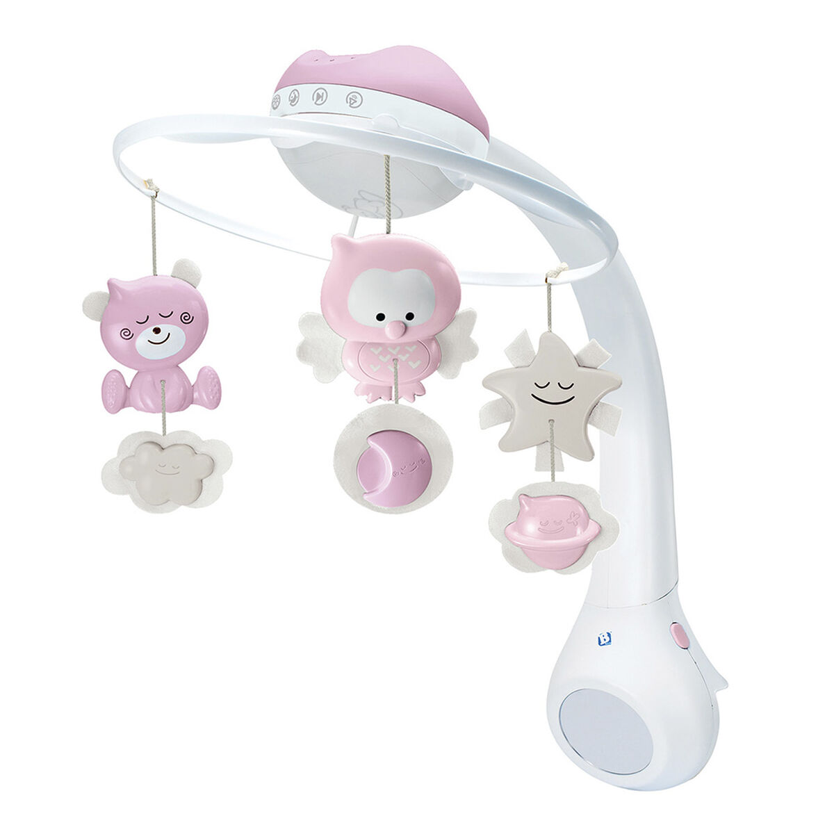 Movil Bebe Proyector Musical 3 en 1 Rosado Infantino