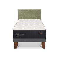 Cama Europea CIC 1,5 Plazas Premium + Respaldo Villarrica Olivo
