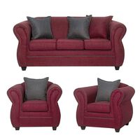 Juego de Living Black Factory Emili Sofá 3 Cuerpos + Dos Sillones 1 Cuerpo Burdeo