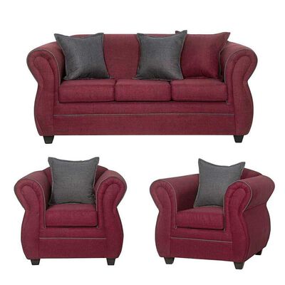 Juego de Living Black Factory Emili Sofá 3 Cuerpos + Dos Sillones 1 Cuerpo Burdeo