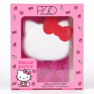 Set Espejo Doble + Cosmetiquero Hello Kitty Petrizzio