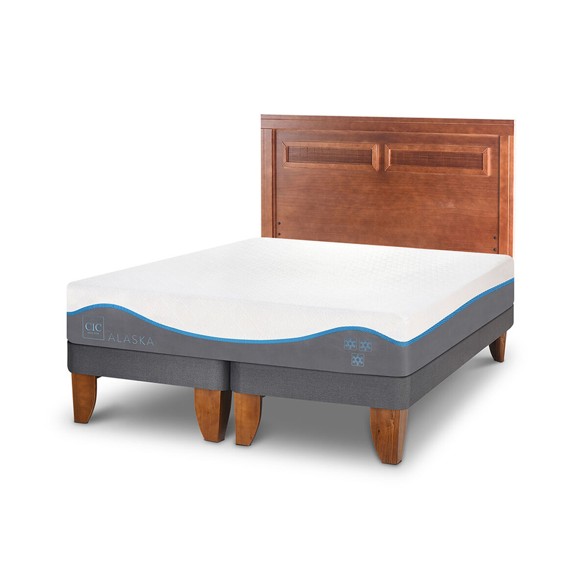 Cama Europea CIC Base Dividida King Alaska + Respaldo
