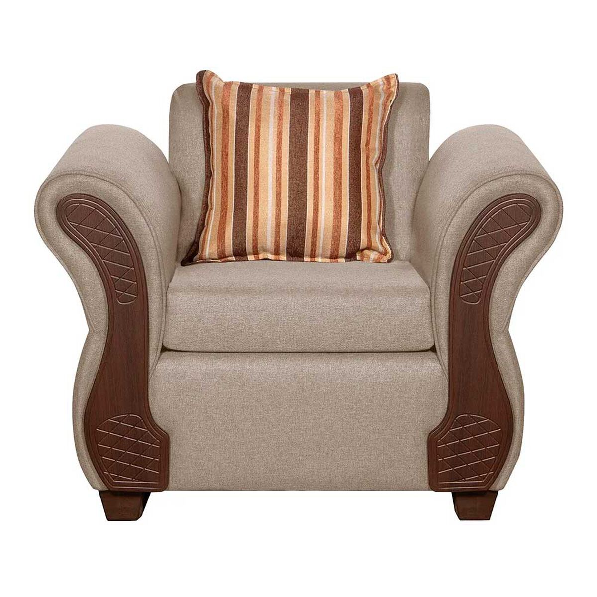 Juego de Living Ruzam Mobel Marsella Sofá 3 Cuerpos + Dos Sillones 1 Cuerpo Lino Beige