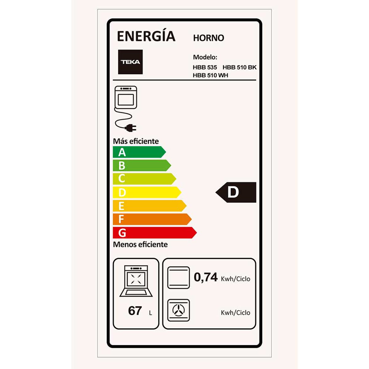 Horno Empotrable Eléctrico Teka HBB 535 SS 67 Lt