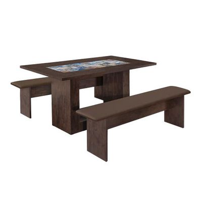 Juego de Comedor Decocasa Suiza 2 Bancas Café