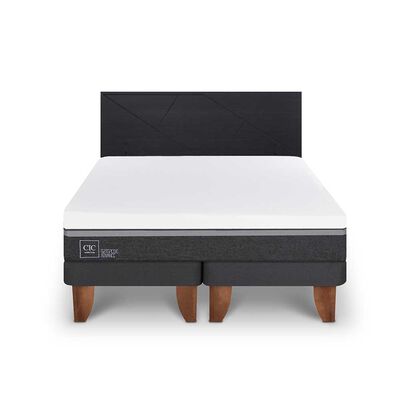 Imagen 1 del producto Cama Europea CIC Base Dividida King Ortopedic Advance + Respaldo Villarrica Negro
