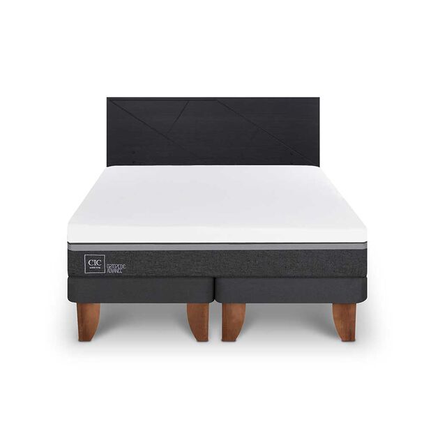 Cama Europea CIC Base Dividida King Ortopedic Advance + Respaldo Villarrica Negro