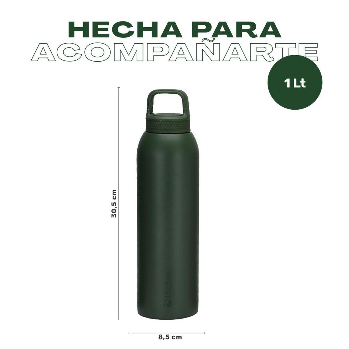 Botella T&eacute;rmica Agua Lhotse Acero Inox 3 Tapas HydroCore 1Lt Verde