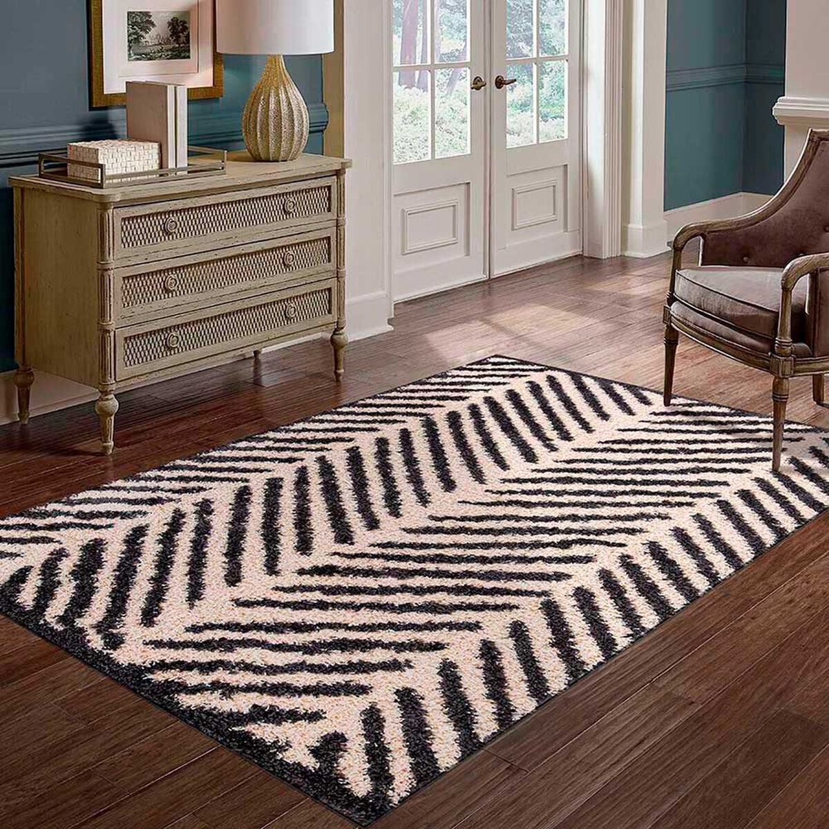 Alfombra Idetex Shaggy Guiza 150 x 200 cm Blanco