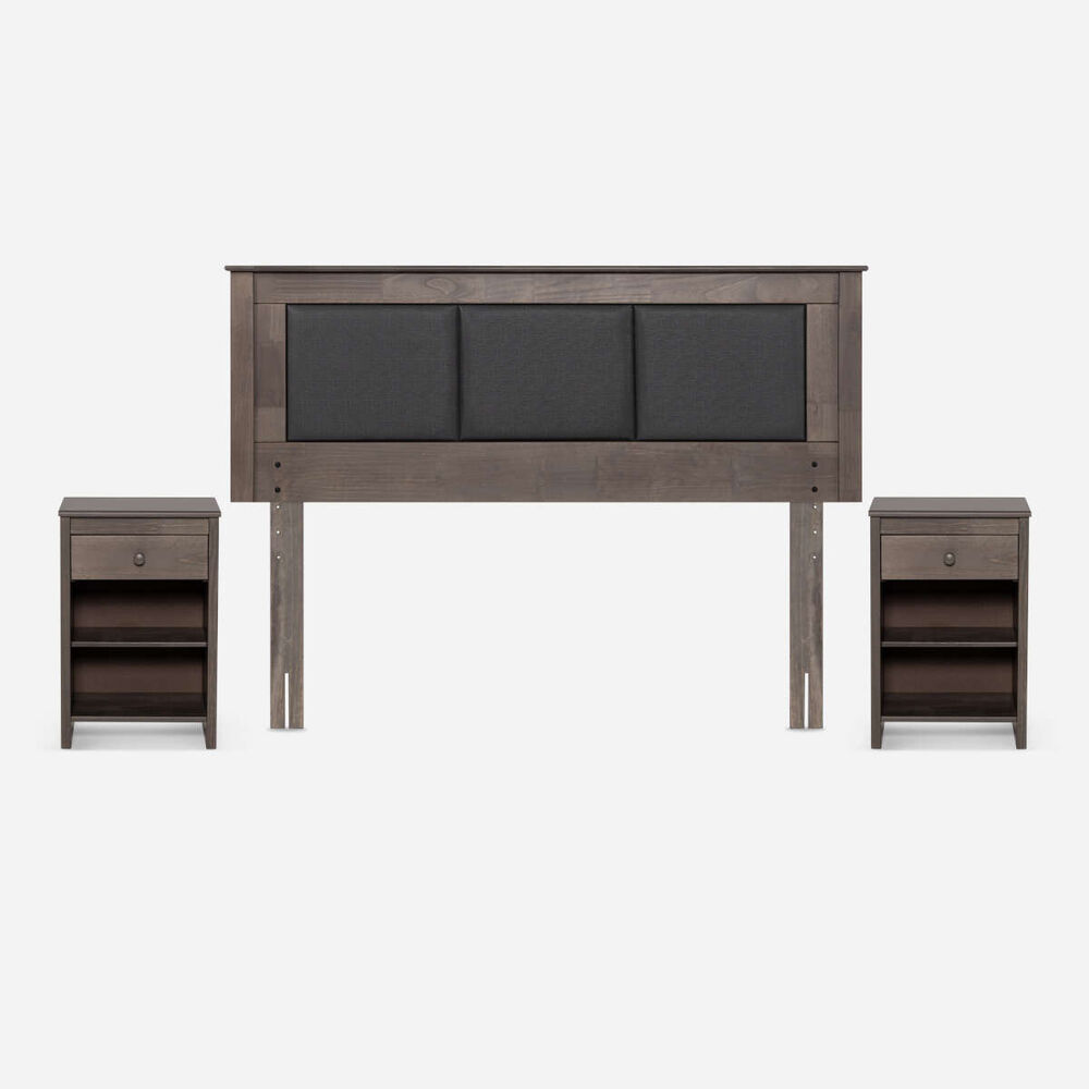 Set Respaldo + Veladores Rosen 2 Plazas Rachel Gris